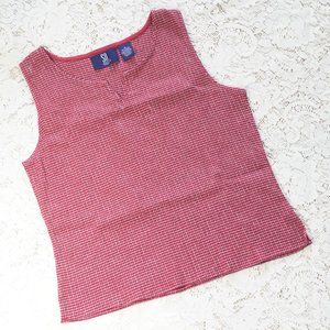 Vtg 90's SO GSJC Sleeveless Red Stripe Pleated Top